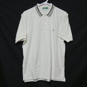 BOSSINI | medium | Cream Polo Shirt With Striped Collar | Embroidered Logo